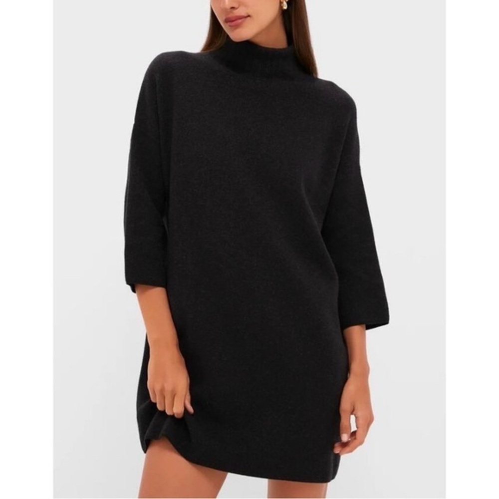 New! Pomander Place Vivianne Black Noir Shimmery Turtleneck Sweater Dress S